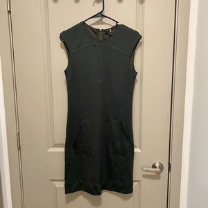 Dark Green Knee Length Dress with Pockets